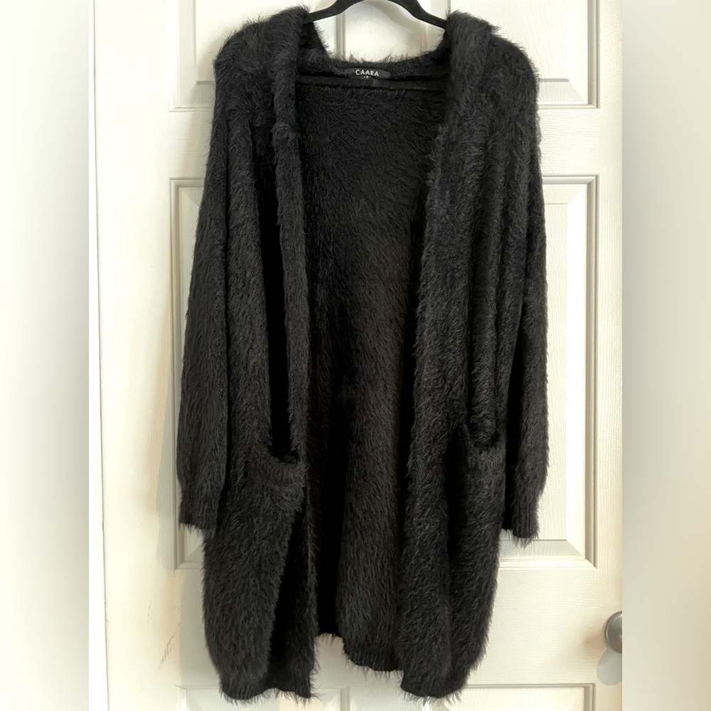 Faux Fur Long Coat 2 pockets & Hood by CAARA